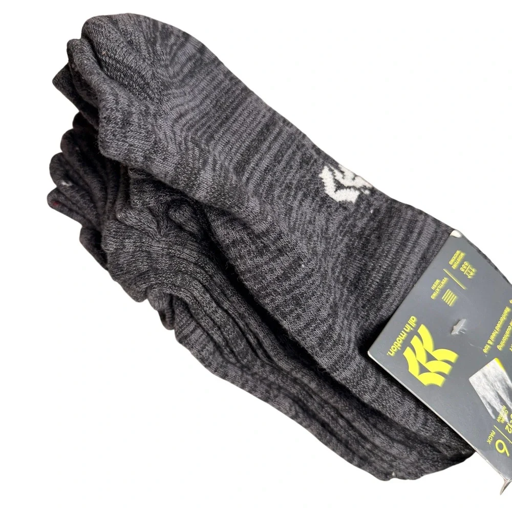 Mens No Show Socks 6-12 Grey Athletic Performance 6 Pack All In Motion Workout